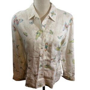 NWOT Talbots Butterfly Collared Button down Blouse Size 8